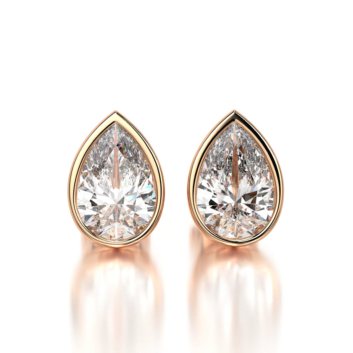 0.50 CTW Pear Lab Grown Diamond Bezel Stud Earrings Set
