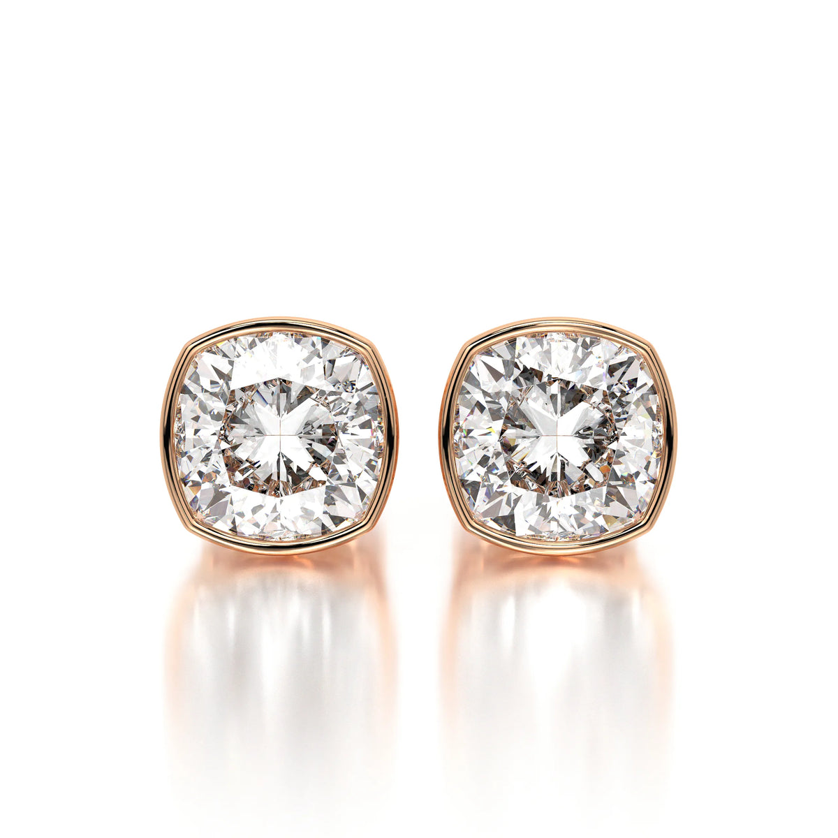 0.50 CTW Cushion Lab Grown Diamond Bezel Stud Earrings Set