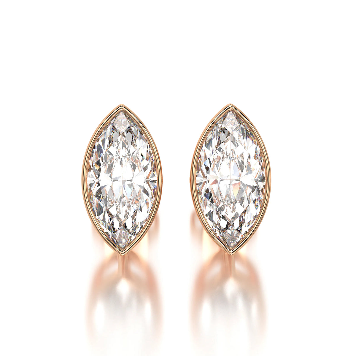 1 CTW Marquise Lab Grown Diamond Bezel Stud Earrings Set