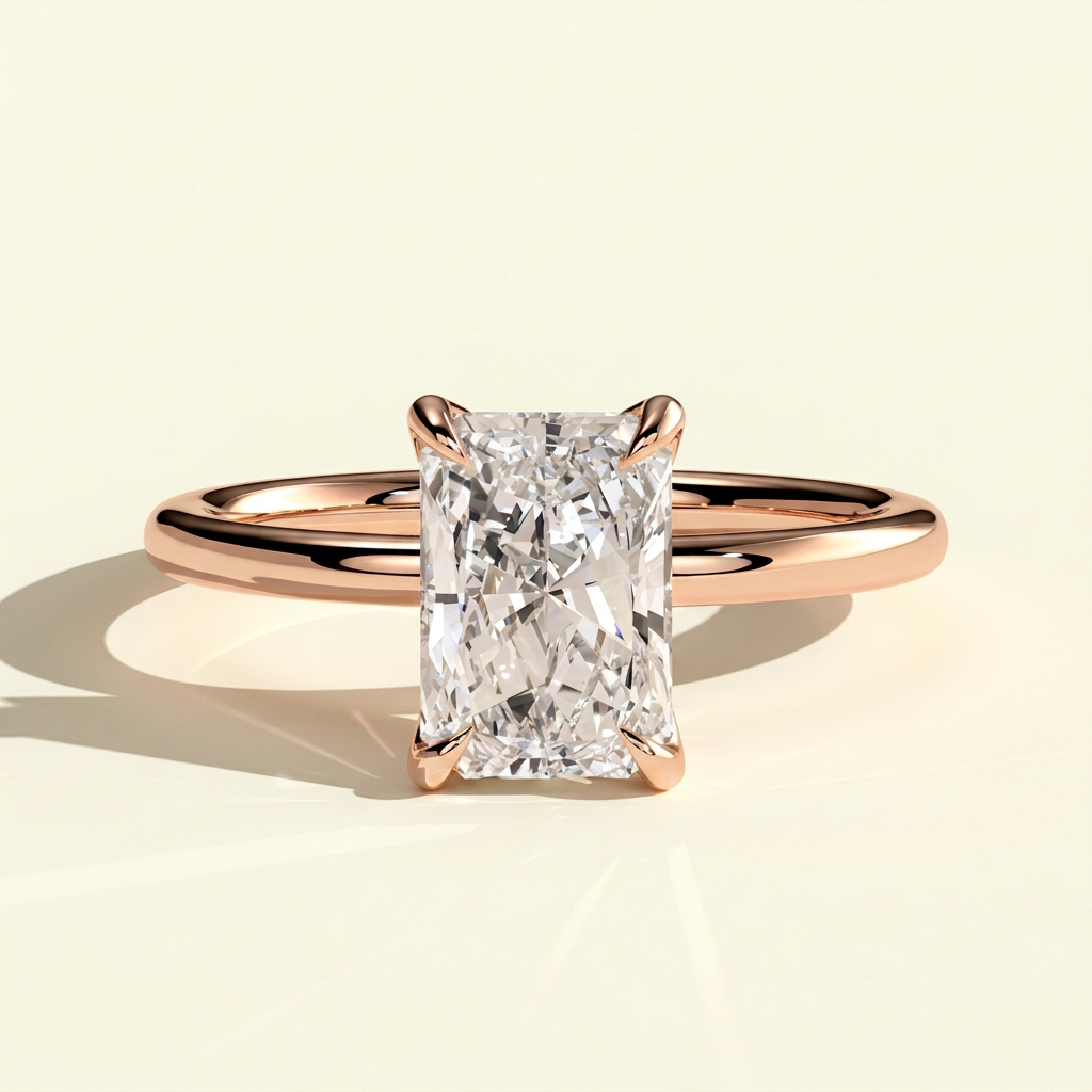 The Nyla - Radiant Lab Grown Diamond Ring with Petal Gallery Hidden Halo