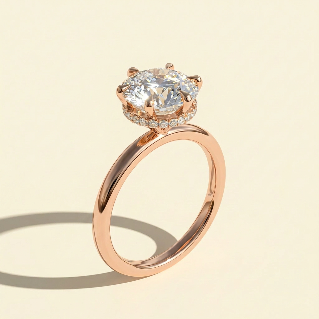 The Demira - Round Lab Grown Diamond Engagement Ring with Wrap Hidden Halo