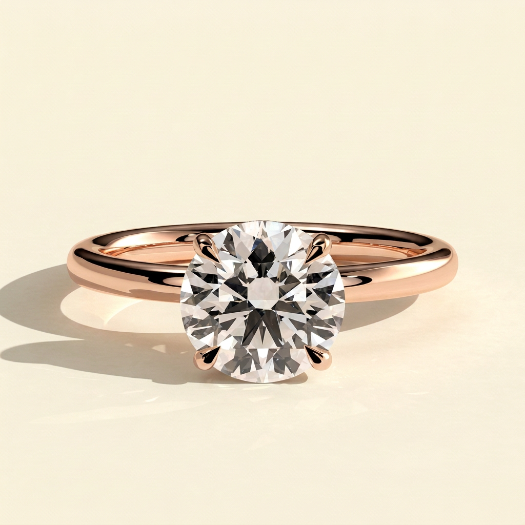 The Thalia - Round Cut Lab Grown Diamond Solitaire with Hidden Halo Anniversary Engagement Ring