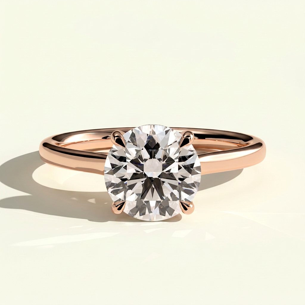 The Tiara - Round Cut Lab Grown Diamond Solitaire with Hidden Halo and Cathedral Setting Ring