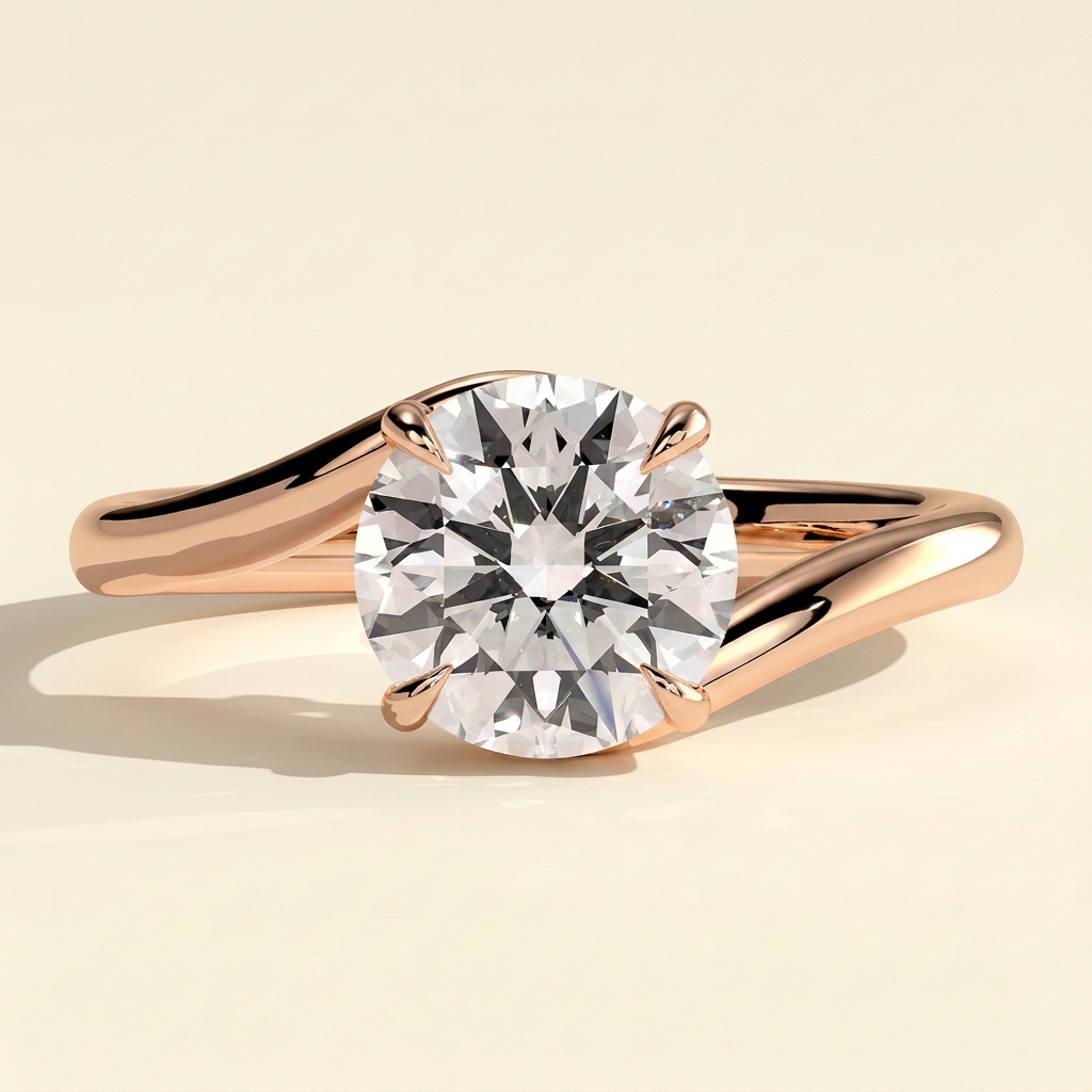 The Merope - Round Cut Lab Grown Diamond Bypass Band Solitaire Engagement Ring