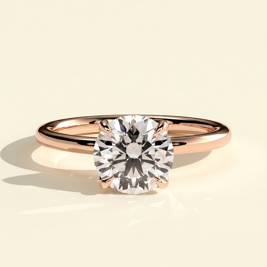 The Tessa - Round Cut Lab Grown Diamond Solitaire with Petal Gallery and Cathedral Setting Ring