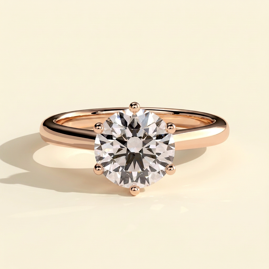 The Vienne - Round Cut Lab Grown Diamond Six Claw Low Cathedral Solitaire Engagement Ring