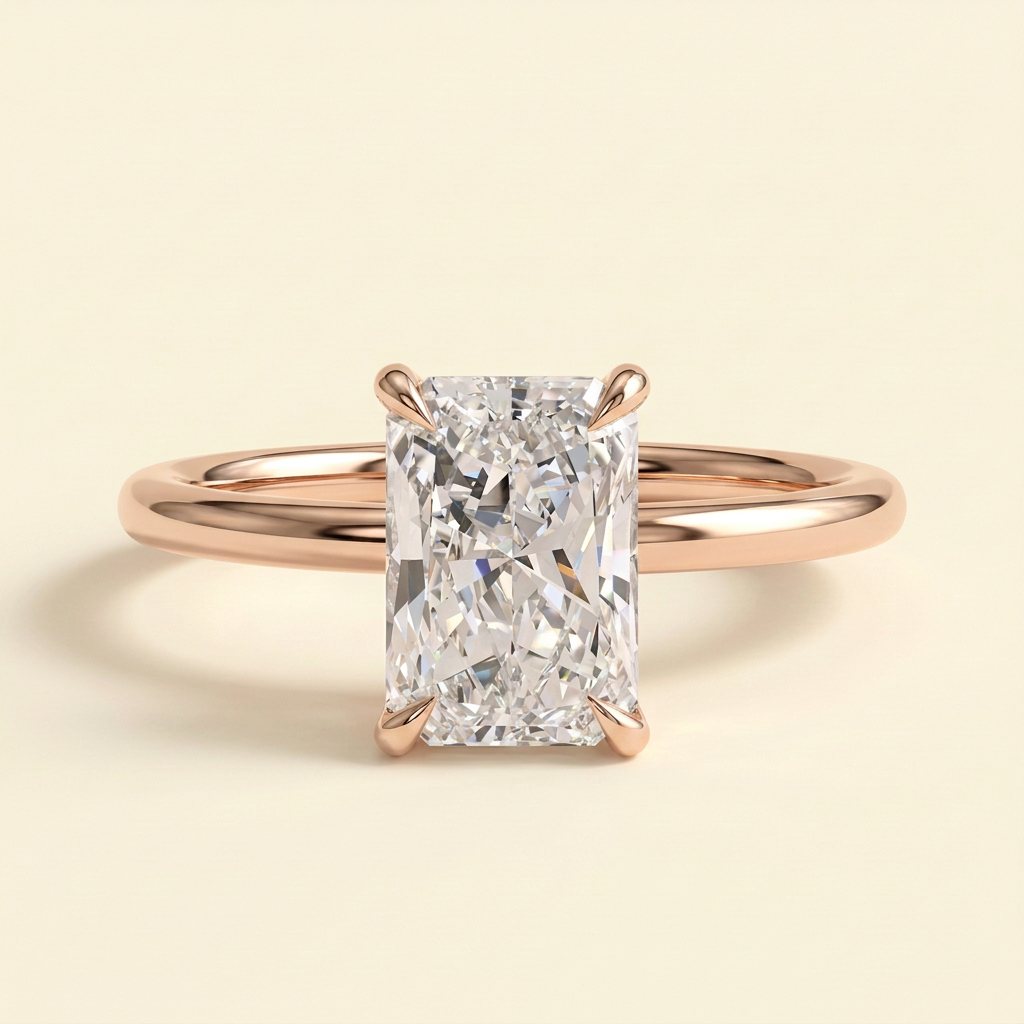 The Heliora - Radiant Cut Lab Grown Diamond Four Claw Solitaire Engagement Ring