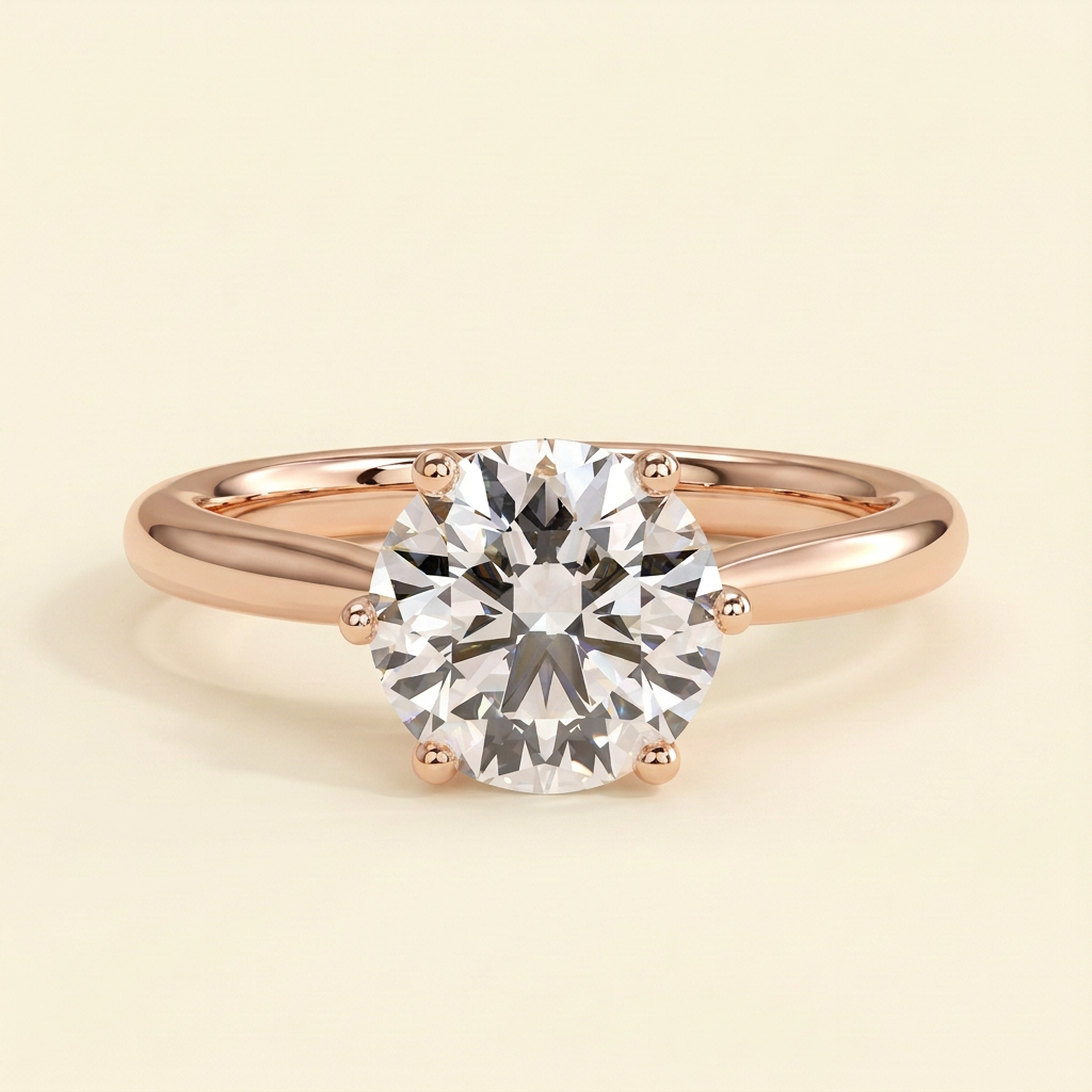 The Verina - Round Cut Lab Diamond Solitaire with Open Trellis Gallery and Cathedral Setting Ring