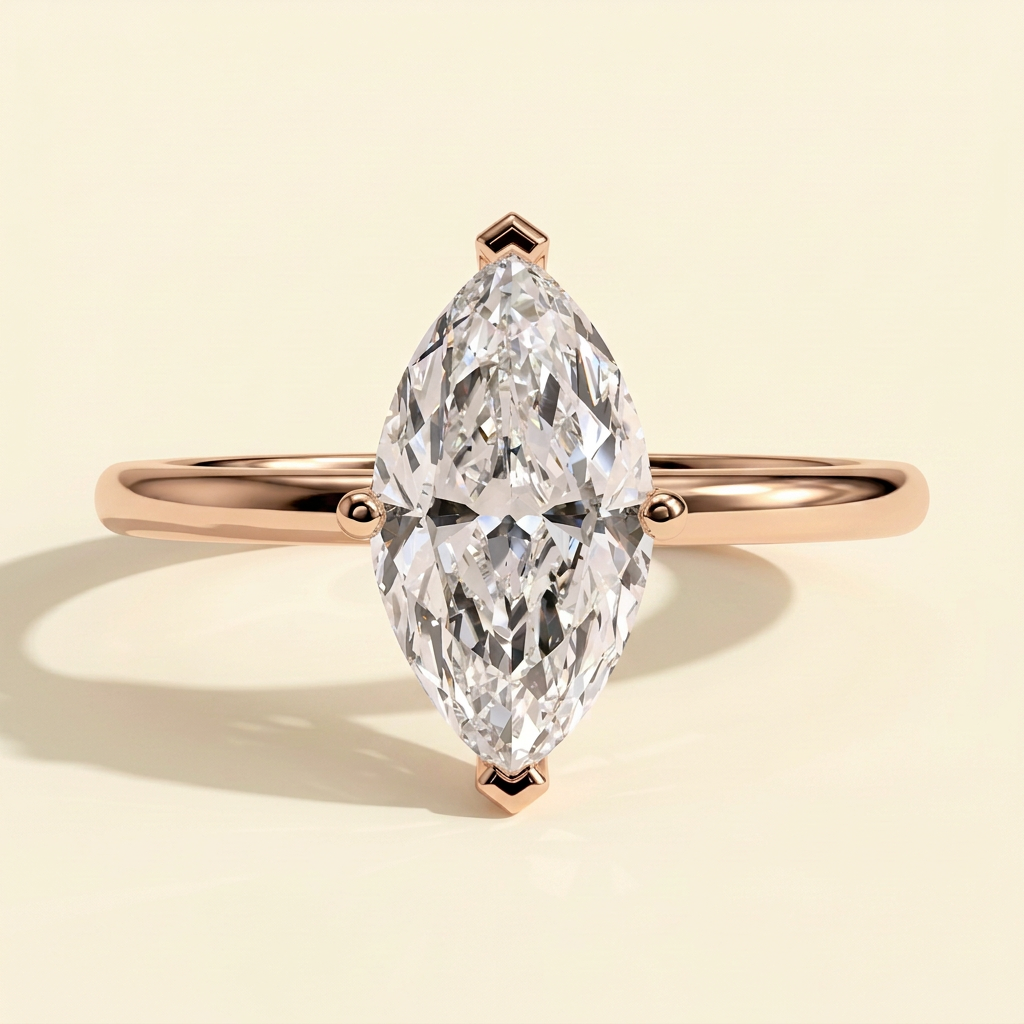 The Xenia - Marquise Cut Lab Grown Diamond Solitaire Engagement Ring with V Claw Setting