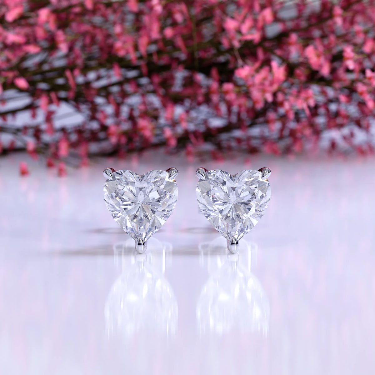 1 CTW Heart Lab Grown Diamond Stud Earrings Set