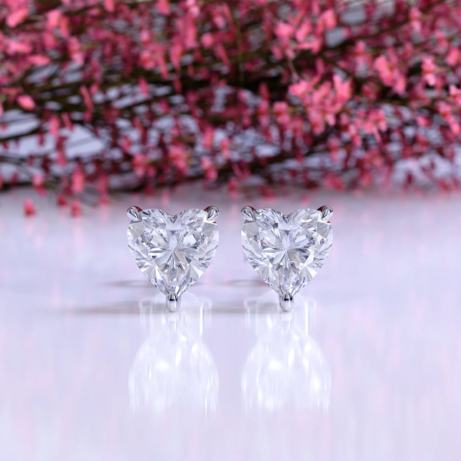 1 CTW Heart Lab Grown Diamond Stud Earrings Set - Rose Gold