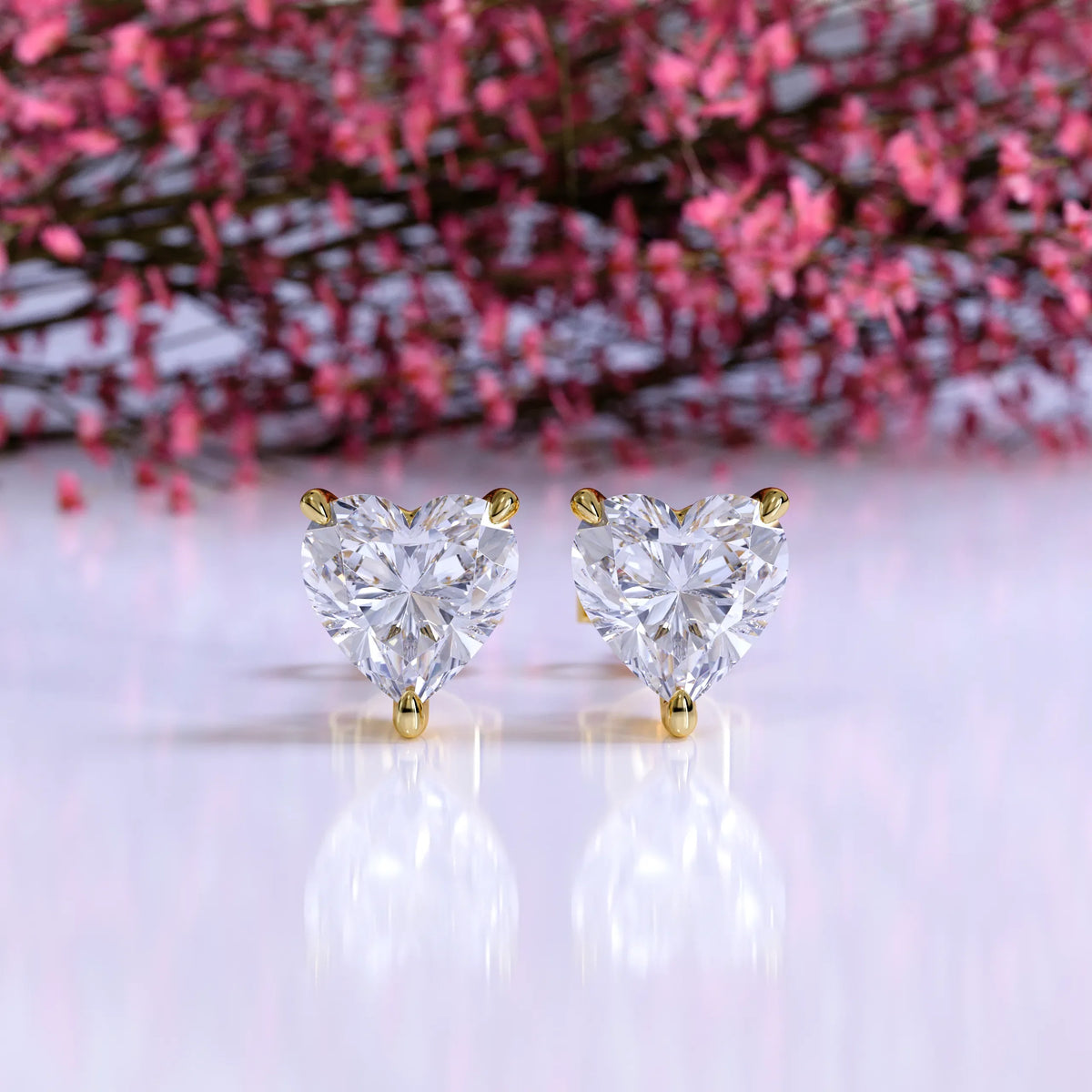 1 CTW Heart Lab Grown Diamond Stud Earrings Set