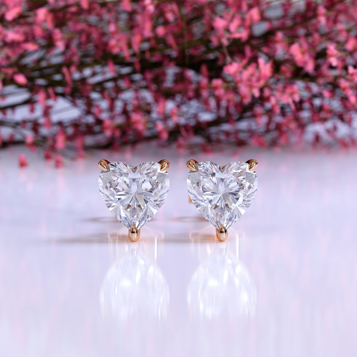 1 CTW Heart Lab Grown Diamond Stud Earrings Set