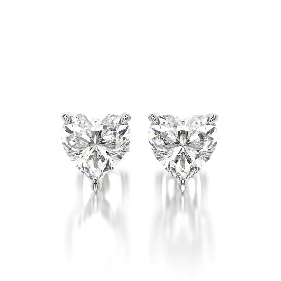 1 CTW Heart Lab Grown Diamond Stud Earrings Set - Yellow Gold