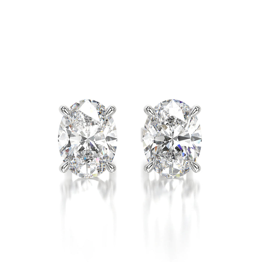 0.50 CTW Oval Lab Grown Diamond Stud Earrings Set - Yellow Gold