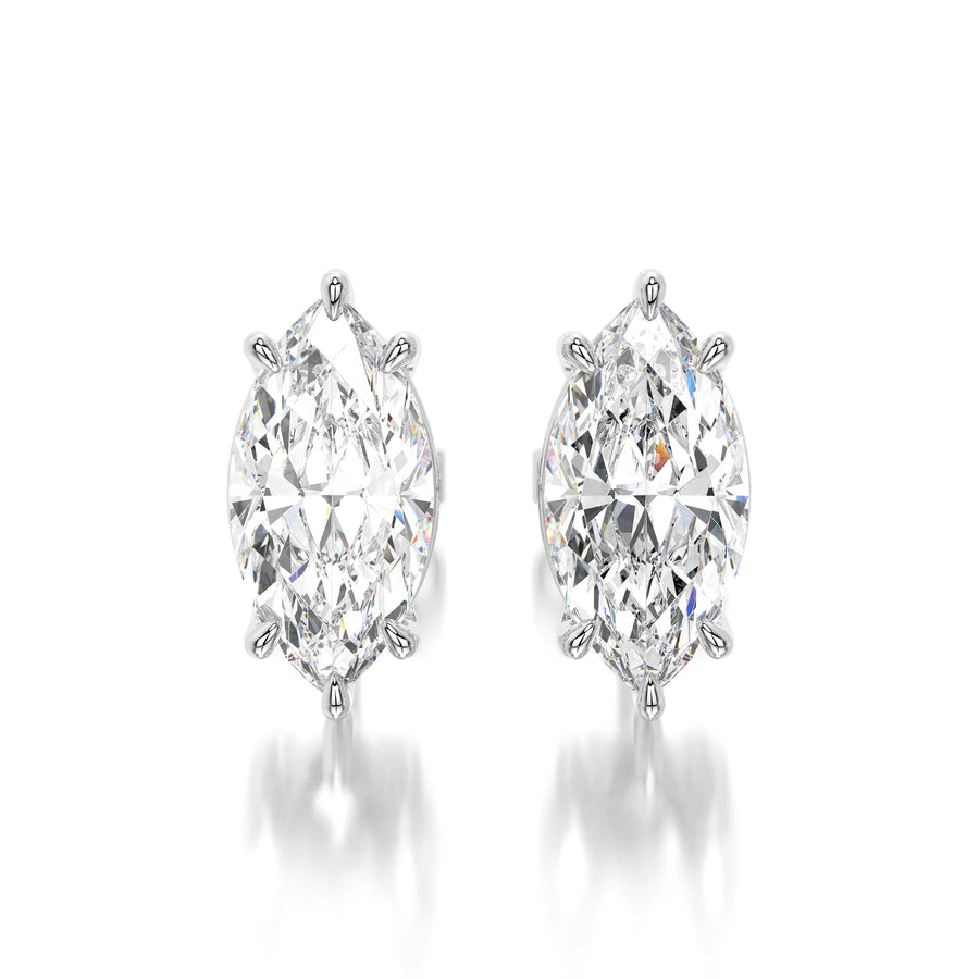 1 CTW Marquise Lab Grown Diamond Stud Earrings Set - Yellow Gold