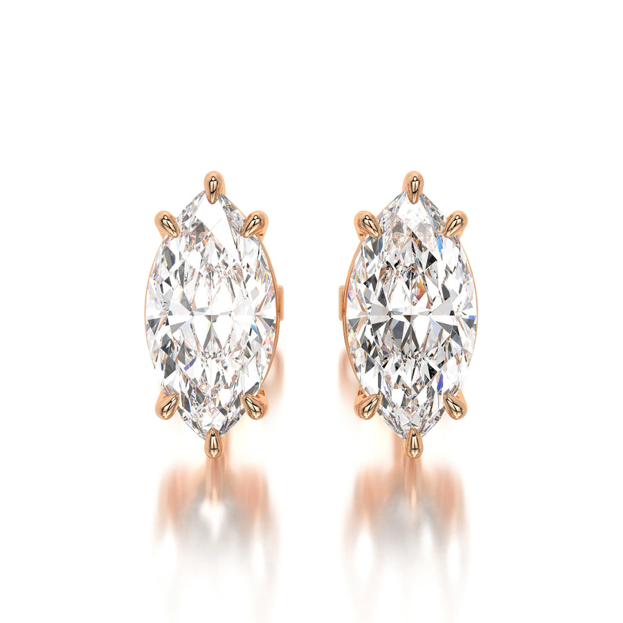 1 CTW Marquise Lab Grown Diamond Stud Earrings Set - Rose Gold