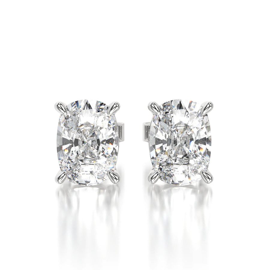 1 CTW Cushion Lab Grown Diamond Stud Earrings Set - Yellow Gold