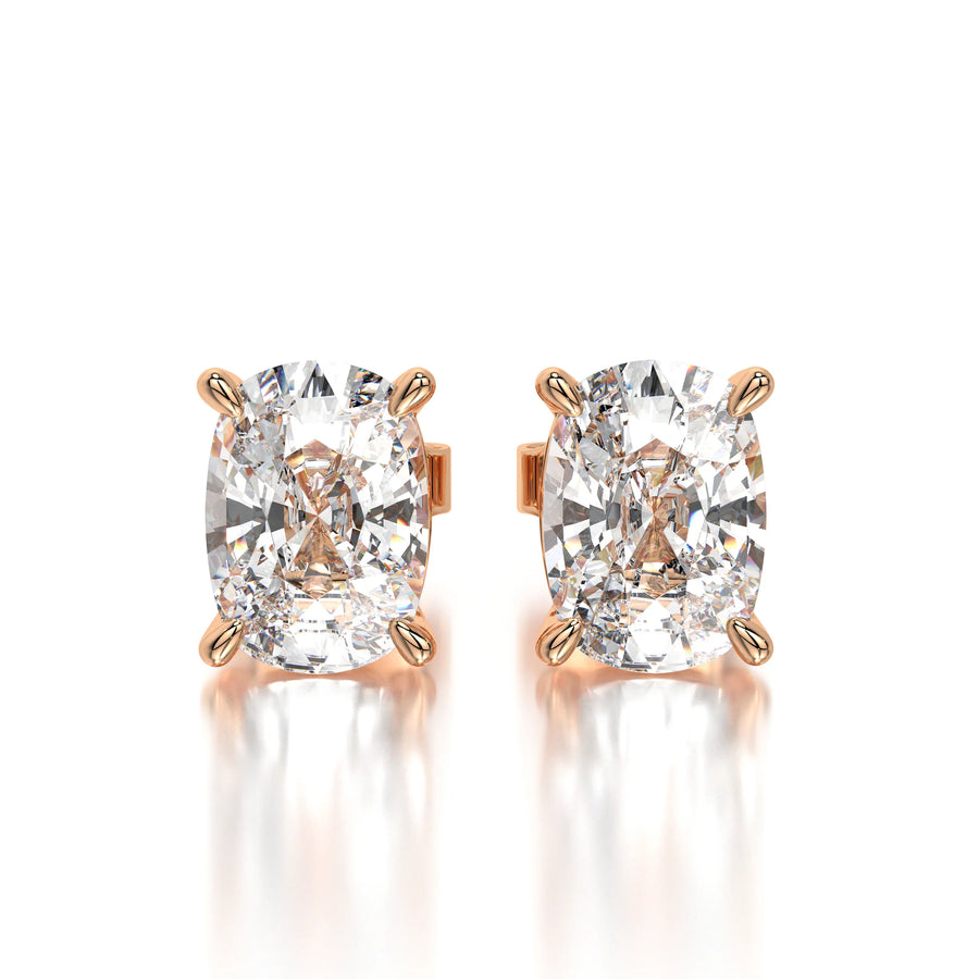 1 CTW Cushion Lab Grown Diamond Stud Earrings Set - Rose Gold