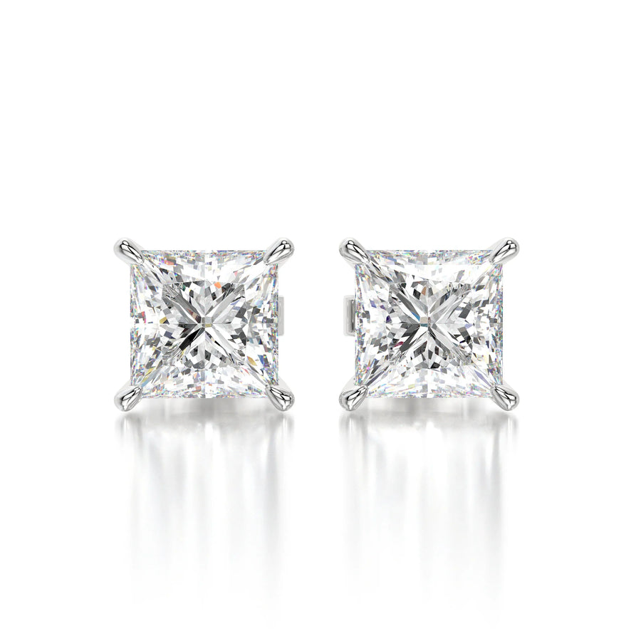 0.50 CTW Princess Lab Grown Diamond Stud Earrings Set - Yellow Gold