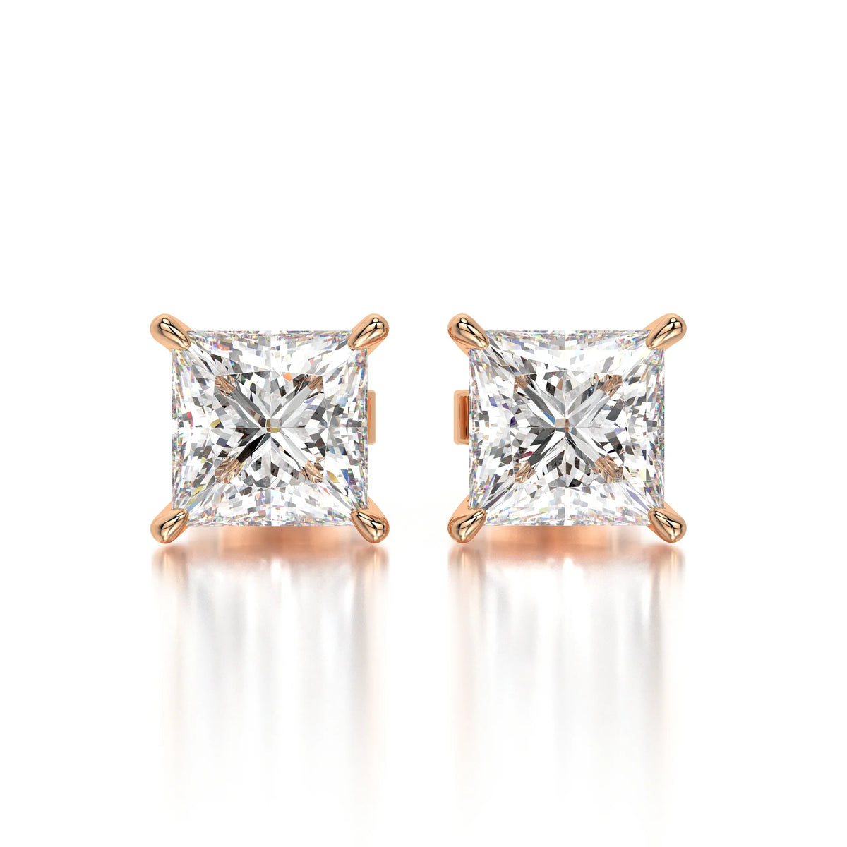 1 CTW Princess Lab Grown Diamond Stud Earrings Set