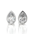 1 CTW Pear Lab Grown Diamond Bezel Stud Earrings Set