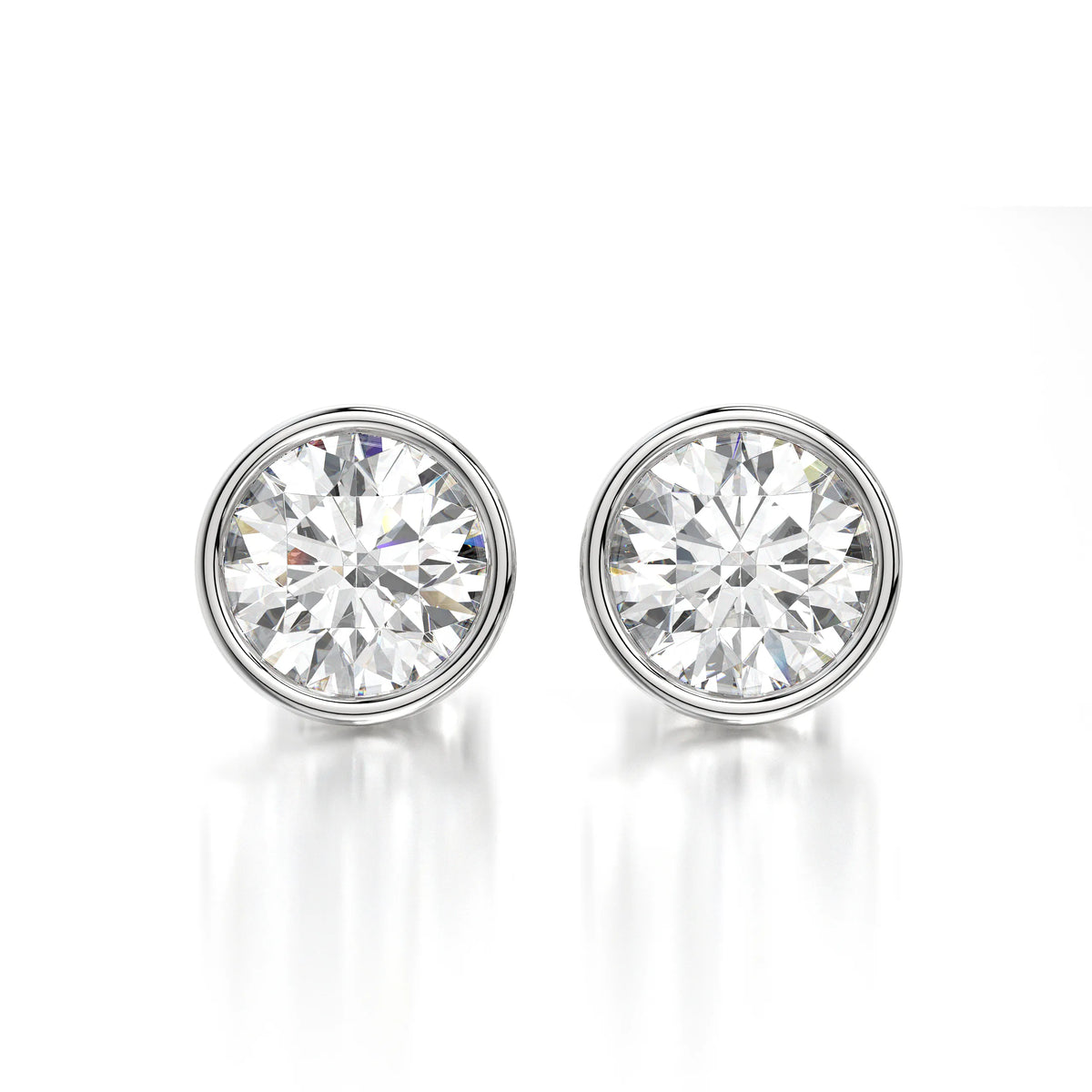 1 CTW Round Lab Grown Diamond Bezel Stud Earrings Set