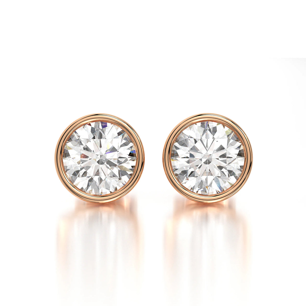 0.50 CTW Round Lab Grown Diamond Bezel Stud Earrings Set