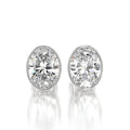 1 CTW Oval Lab Grown Diamond Bezel Stud Earrings Set