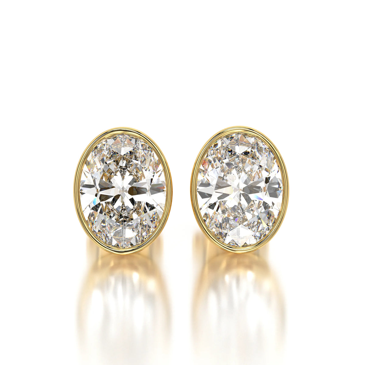1 CTW Oval Lab Grown Diamond Bezel Stud Earrings Set