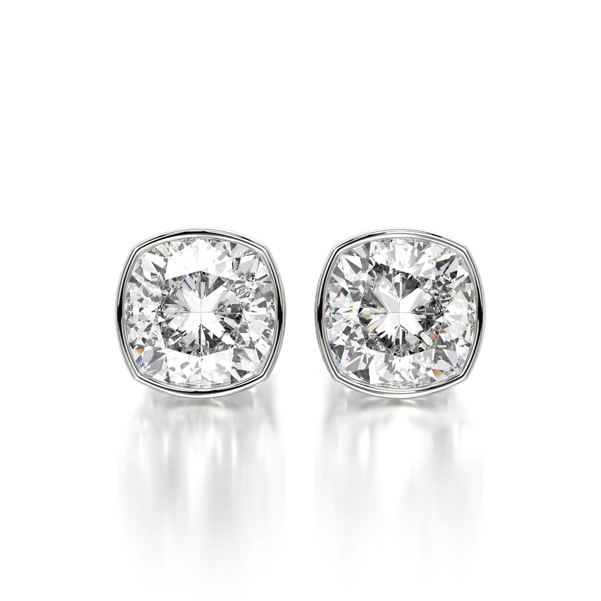 0.50 CTW Cushion Lab Grown Diamond Bezel Stud Earrings Set