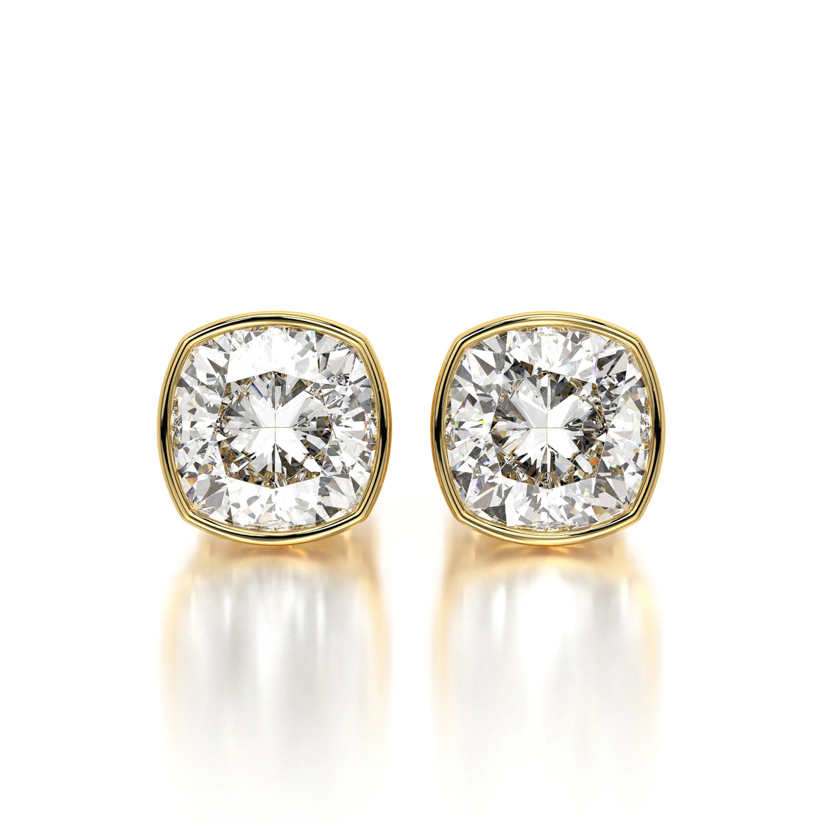 0.50 CTW Cushion Lab Grown Diamond Bezel Stud Earrings Set