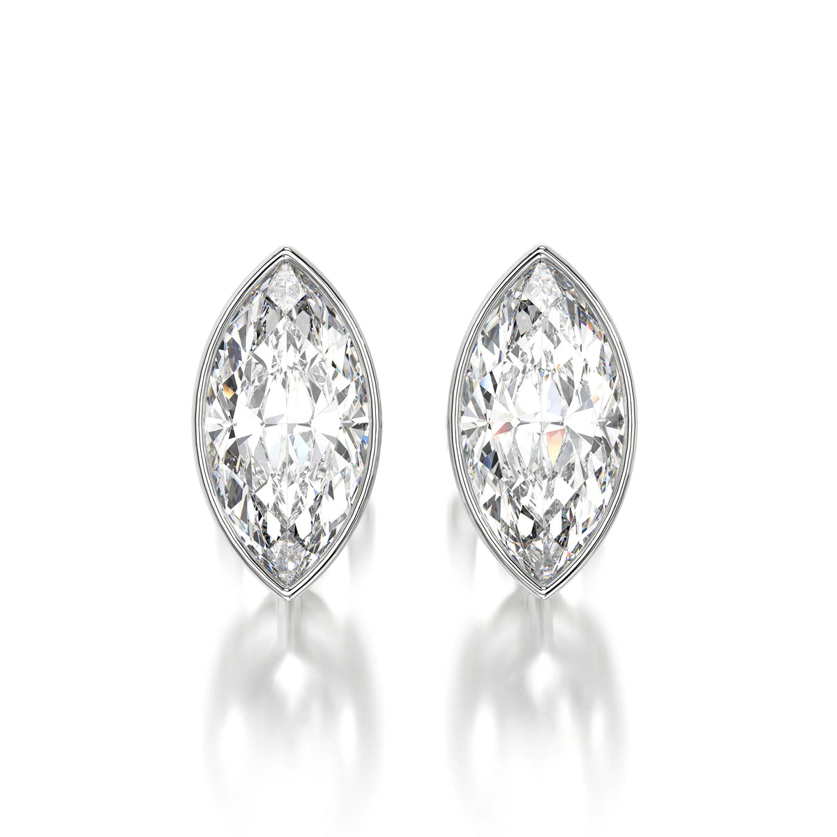 1 CTW Marquise Lab Grown Diamond Bezel Stud Earrings Set
