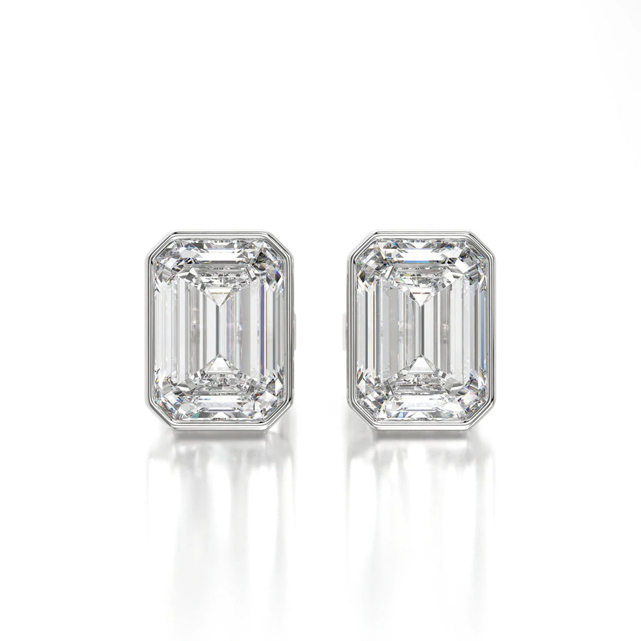 0.50 CTW Emerald Lab Grown Diamond Bezel Stud Earrings Set - Yellow Gold