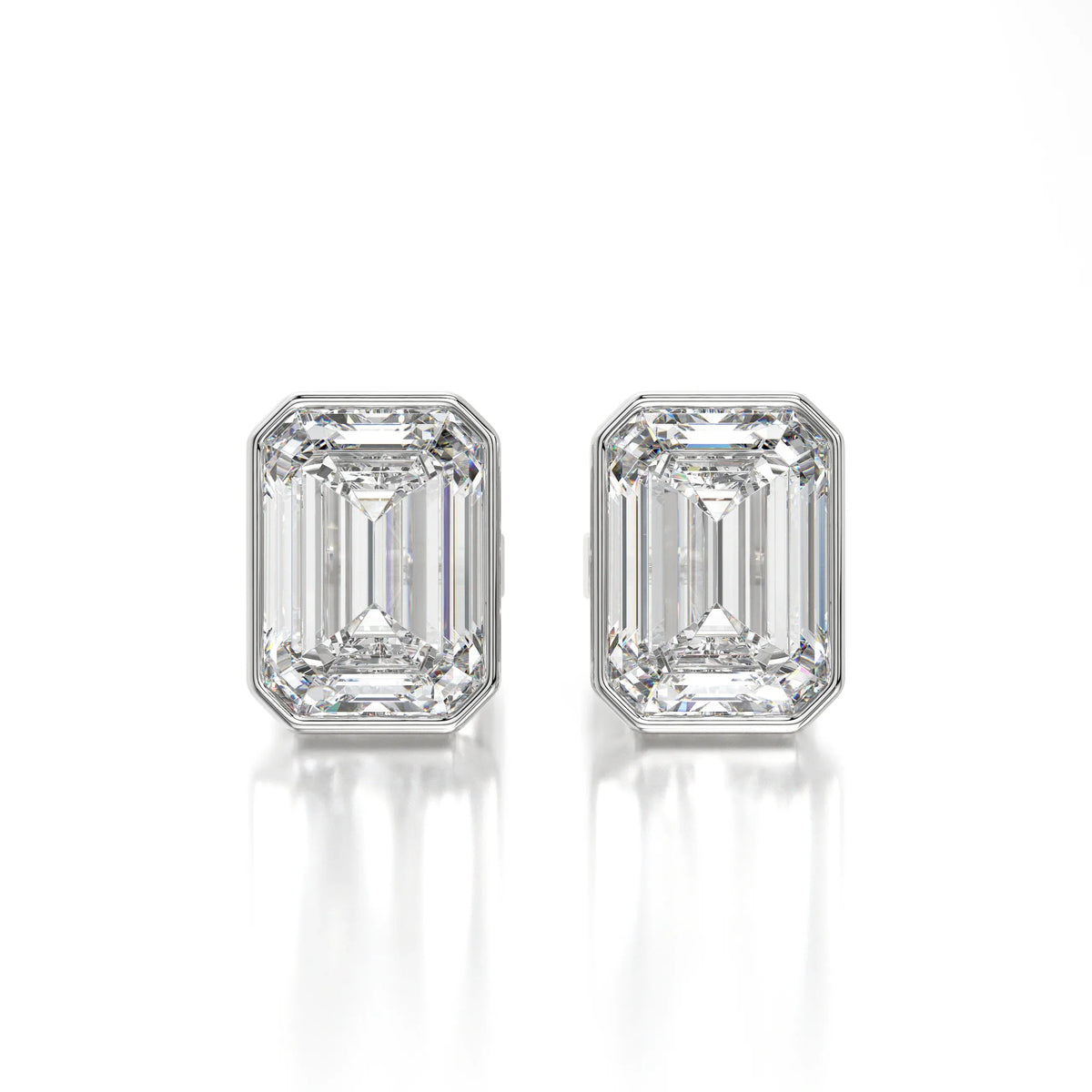 1 CTW Emerald Lab Grown Diamond Bezel Stud Earrings Set