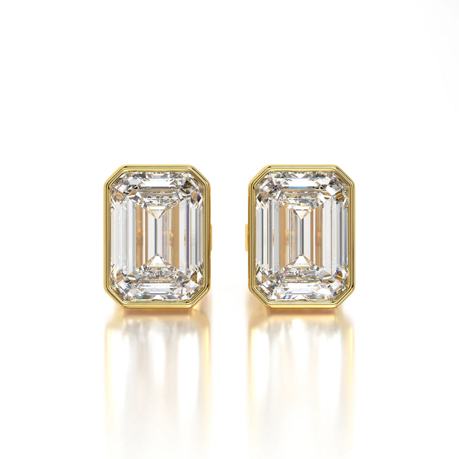 0.50 CTW Emerald Lab Grown Diamond Bezel Stud Earrings Set - White Gold