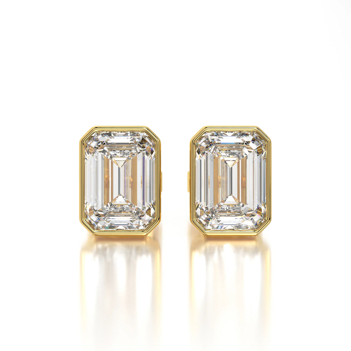 1 CTW Emerald Lab Grown Diamond Bezel Stud Earrings Set