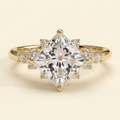 The Velora - Princess Cut Lab Grown Diamond Solitaire with Angled Setting and Round Accent Clusters Engagement Ring
