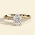 The Etoile - Elongated Cushion Lab Diamond Solitaire with Hidden Halo and Pave Band Ring