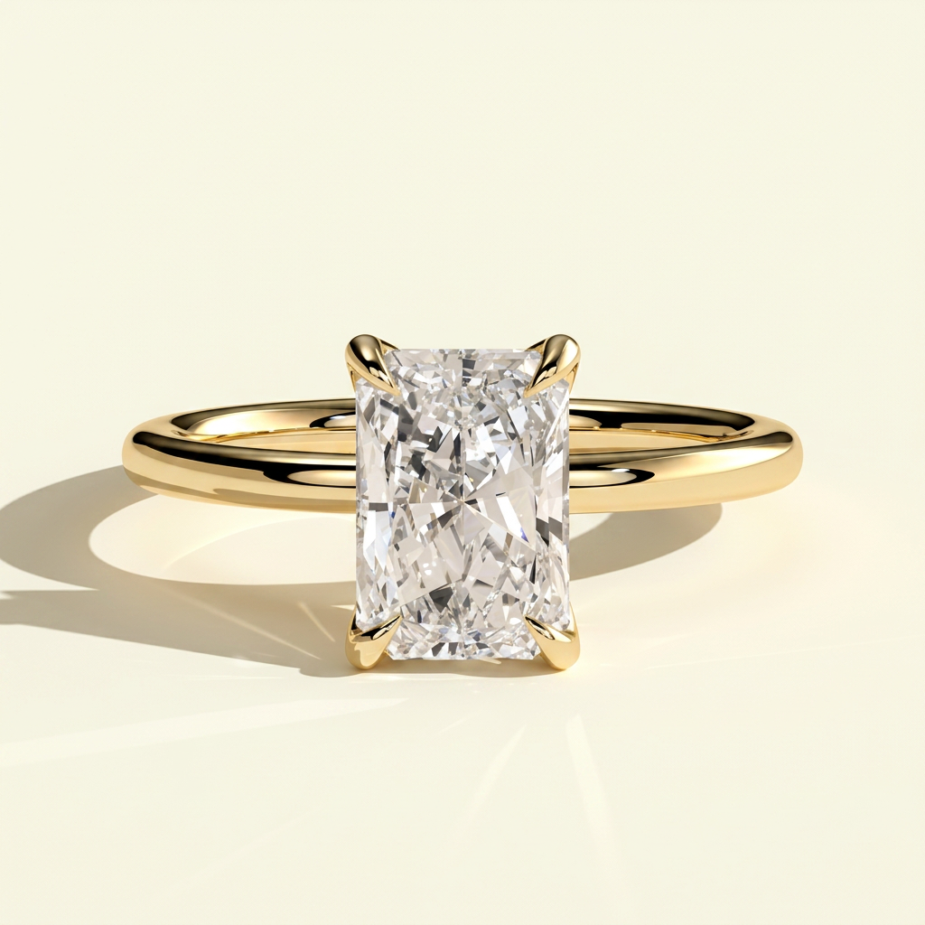 The Nyla - Radiant Lab Grown Diamond Ring with Petal Gallery Hidden Halo