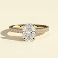 The Kiana - Elongated Cushion Lab Diamond Ring with Hidden Halo and Pave