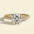 The Aster - Round Lab Grown Diamond Engagement Ring with Triple Pave Band