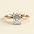 The Fara - Emerald Cut Lab Grown Diamond Solitaire Engagement Ring with Sculpted Petal Gallery