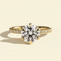 The Jaia - Six Claw Round Lab Grown Diamond Engagement Ring with Pave Band