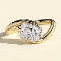The Fleura - Elongated Cushion Cut Lab Grown Diamond East West Solitaire with Twisting Bypass Band Engagement Ring