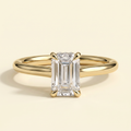 The Giova - Emerald Cut Lab Grown Diamond Four Claw Solitaire with Hidden Halo Engagement Ring