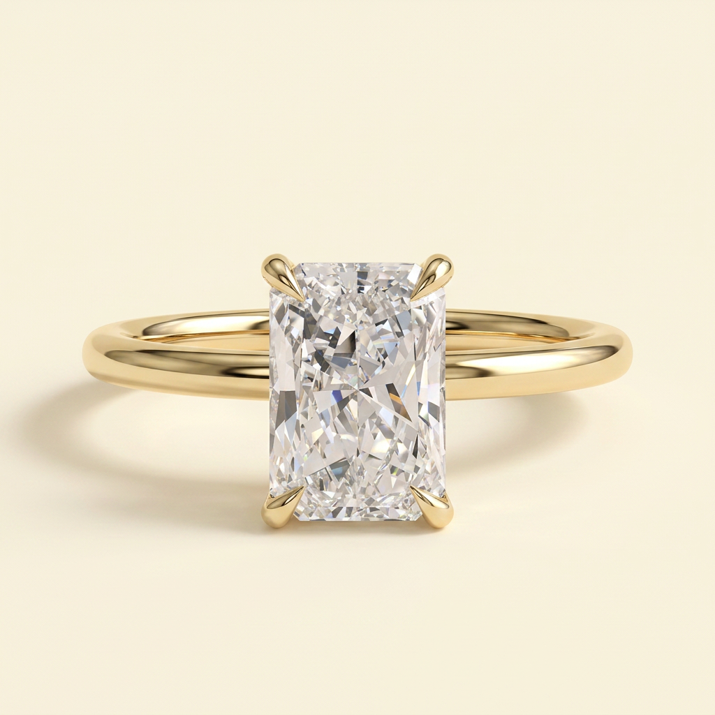 The Heliora - Radiant Cut Lab Grown Diamond Four Claw Solitaire Engagement Ring