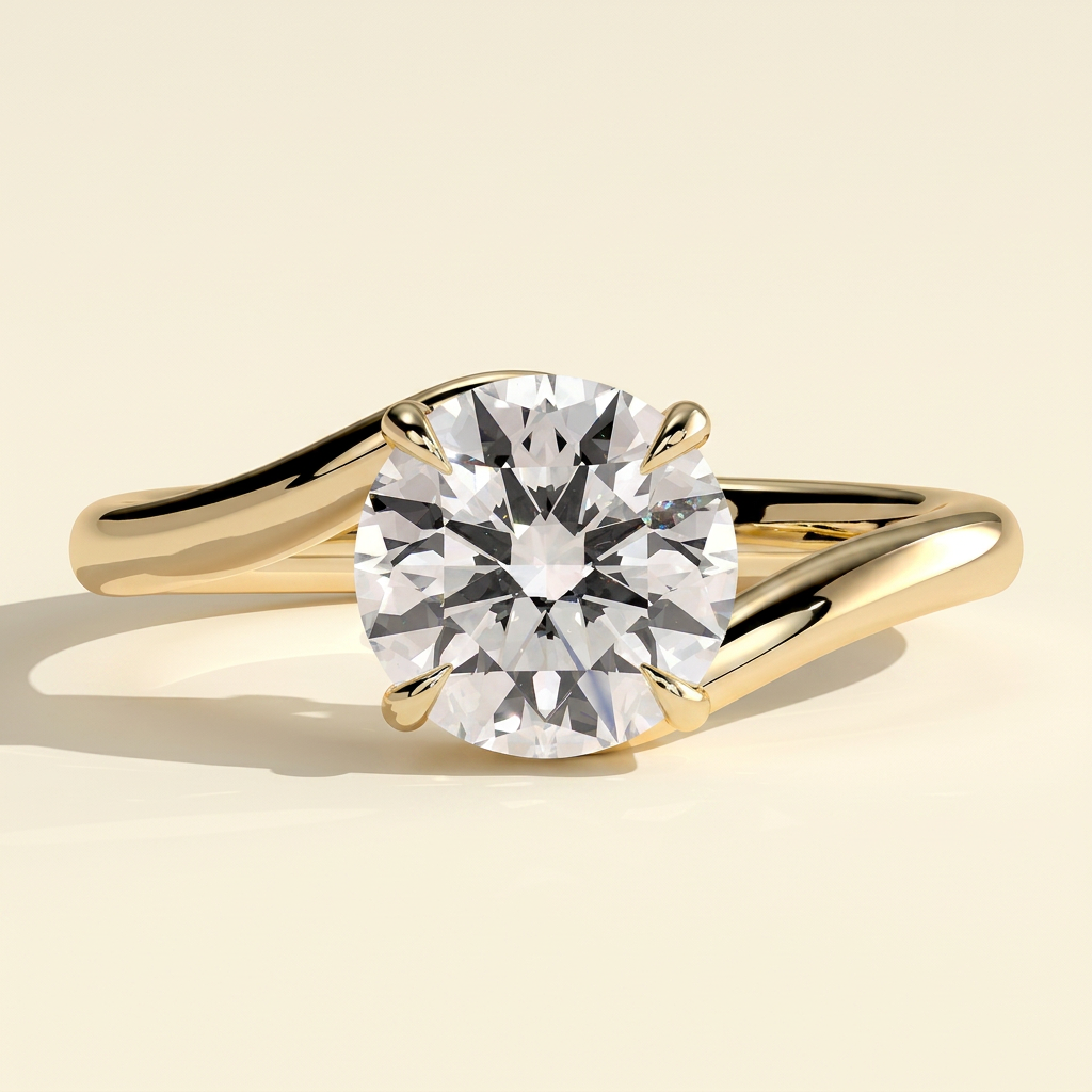 The Merope - Round Cut Lab Grown Diamond Bypass Band Solitaire Engagement Ring