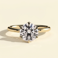 The Vestra - Round Cut Lab Grown Diamond Six Claw Petal Gallery Solitaire Engagement Ring