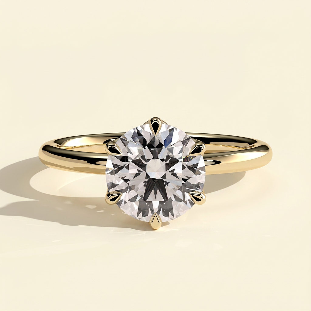 The Vestra - Round Cut Lab Grown Diamond Six Claw Petal Gallery Solitaire Engagement Ring